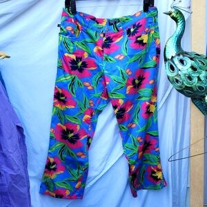 POLO Ralph Lauren Bright Hibiscus Tropical Floral pants sz 12